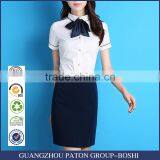 Ladies Dress Short Sleeved Uniform Fashion Stylish Shirt Suit Office Ladies Airline Stewardess Uniforms Customized Clothes