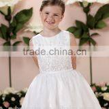 White Satin Round Neck Flower Baby Gown Girls Dress thumbnail-2