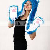 Wholesale Custom Long Scarf Mittens Faux Fur Wolf Head Animal Ears Hat thumbnail-2