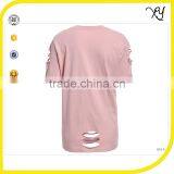 Hip Hop Clothing Women Custom Longline Distressed t Shirt With Printing Design thumbnail-2