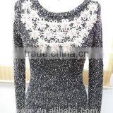 100% Cotton Boat Neck Heavy Sweater Coat for Women Jacquard Ladies Sweater thumbnail-1