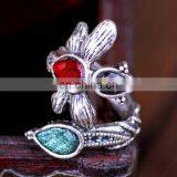 Fashion New Personality Vintage Colorful Gem Leaf Women's Alloy Finger Ring thumbnail-1