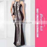 Fashoin Ultra Sexy Elegant Black Silver Sleeveless Nylon Spandex Spaghetti Strap Round Neck Squama Skinny Fashion Dress thumbnail-3