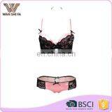 Customized Colors Lace Printed Breathable Good Sale Female Bra Panty thumbnail-1