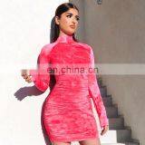 LAITE D2062 2020 New Arrivals Women Tie Dye Casual Dresses Ladies Long Sleeve Mini Sexy Dresses Women Dresses thumbnail-6