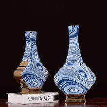 Fashion Chinese Jingdezhen Gild White Blue Pattern Ceramic Vase For Living Room Decor thumbnail-1