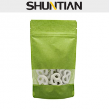 White Compostable Eco-friendly Rice Paper Backed Stand Up Pouches for Dry Food, Snacks thumbnail-1