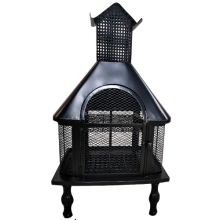 Large Metal Cylindrical Charcoal and Wood Burning Chiminea