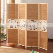 4 Panel Solid Wood Bamboo Folding Partition Simple Modern Living Room Bedroom Privacy Screen