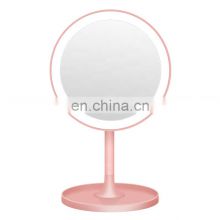 Top selling round shape design makeup vanity set mirrored high quality household white pink beauty table LED touch makeup mirror