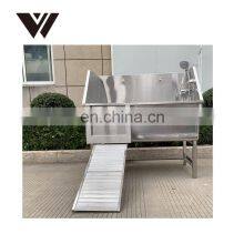 Large Space Luxury Sliding Door Water Preventing Plates Stainless Steel Pet Dog Drooming BathTub thumbnail-2