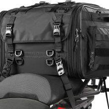 Expandable motorcycle tail bag 60L,Waterresistant All Weather/Trunk/Rack Bag with Sissy Bar Straps-Black, Motorcycle Travel Bag