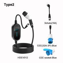 EV Charger,With Adjustable Adapter Type2 CEE Connector for  Electric vehicles & amp; plug- in hybrid HDEV012