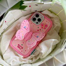 Stylish 3D Butterfly Stand Silicone Shock-proof Phone Case Iphone 12 13 14 15Pro Max thumbnail-2