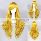 High Quality 80cm Long Curly Blonde Synthetic Anime Cosplay Lolita Wig