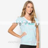 Custom made women fashion comfortable stripe shirts for ladies t shirt whoesale china TS097