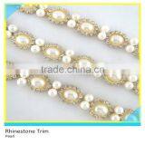 Pretty 888 Crystal Rhinestone Mix Pearl Bead Mesh Trim For Necklace thumbnail-5