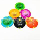 Wholesale Colorful Plastic Cheap Monte Carlo Poker Chips With Customized Sticker