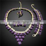 Shining Popular Handmade African Beads Pink Resin Jewelry Set Rings Jewelry Purple Stone thumbnail-1