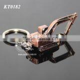 3D Mini Excavator Shaped Promotional Rose Copper Alloy Metal Excavator Keyring thumbnail-2