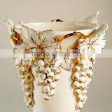 Grape Carved White and Gold Color Diamond Shape Shiny Decorative Flower Ceramic Vase thumbnail-3