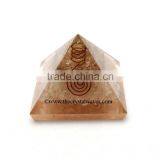 Rose Quartz Orgone Pyramid With Copper Wrapped Crystal Point thumbnail-1