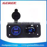 2.0A/1.0A Dual USB Port Car Charger Socket Outlet 12V LED Digital USB Voltmeter Waterproof Design thumbnail-1