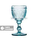 SAMYO Handcrafted Home Usage Pressed Flower Pattern Glass in Bule Color thumbnail-2