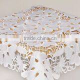 White Flower Table Cloth , Plain Good Quality Polyester Table Cloth