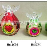 Chirstmas Colorful Hanging Glass Angel with Heart/Star