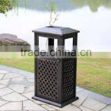 2016 New Design Cast Aluminum Garbage Can Trash Hideaway Antique Bronze Finish&Biolocor Powder Coating