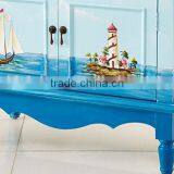 Mediterranean Style Storage Cabinet, Sailing Boat Handpainting Living Room Cabinet, Pastoral Solid Wood Cabinet (BF01-X1149) thumbnail-5