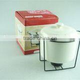 Mini Ceramic Soup Tureen With Iron Stand and Color Box in Stock thumbnail-1