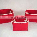 Set of 3 Red Rectangular Cloth Houseware Storage Basket thumbnail-1