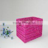 Home Garden Handwork Paper Rope Made File Book Storage Basket With Handle thumbnail-1