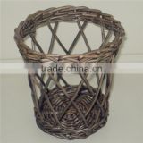 Decorative small glass wicker basket candle holder