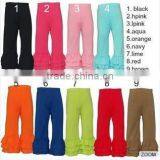 Aqua Solid Cotton Baby Kids Girls Ruffle Pants Wholesale Icing Pants thumbnail-3