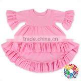 Soft Cotton Kids Girls Shirts Front Shorts Back Long Asymmetrical Unique Baby Girl Names Girls Ruffle Shirts thumbnail-2