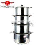 2016 5PCS Stainless Steel Casserole Set Cooking Pot With Glass Lid Cookware Set thumbnail-1