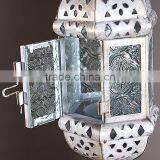 Morocco Europe White Iron Candlestick Hanging Ornaments Holders Multi Color Glass Wedding Candle Holder Free Shipping thumbnail-5