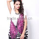 Hot Selling Casual Short Sleeve Womens Butterfly Pattern Summer Top thumbnail-4