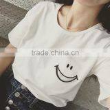 Women's Solid Color Embroidered T-shirt Simple Fashion T-shirt Custom thumbnail-2