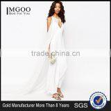 New Arrival Bridal Jumpsuit With Detachable Cape Deep V Neck Maxi Dress White Elegant Slip Dress thumbnail-1