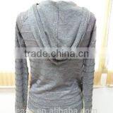 Best Selling 100% Cashmere Women Zip Front Hoodie Sweater thumbnail-1