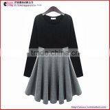 E8055 Long Sleeves Block Panel Skater Dress thumbnail-1