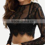 Runwaylover 122 Ladies Sexy 2017 Fashion Lace Transparent Crop Tops thumbnail-2