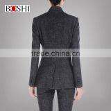 Custom Gery Fashion Blazer Of Ladies Two Button Mandarin Collar Suit thumbnail-3