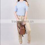 Womens Cold Shoulder Custom Cotton Tee Shirts thumbnail-6