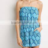 Hot Sale Fashion Summer Paisley Print Custom Adult Strapless Romper Ladies One Piece Jumpsuits for Women 2015 thumbnail-1