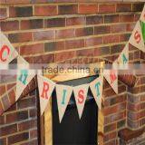 Burlap Hessian Vintage Christmas Bunting Banner Shabby Chic Red Snowflakes thumbnail-3